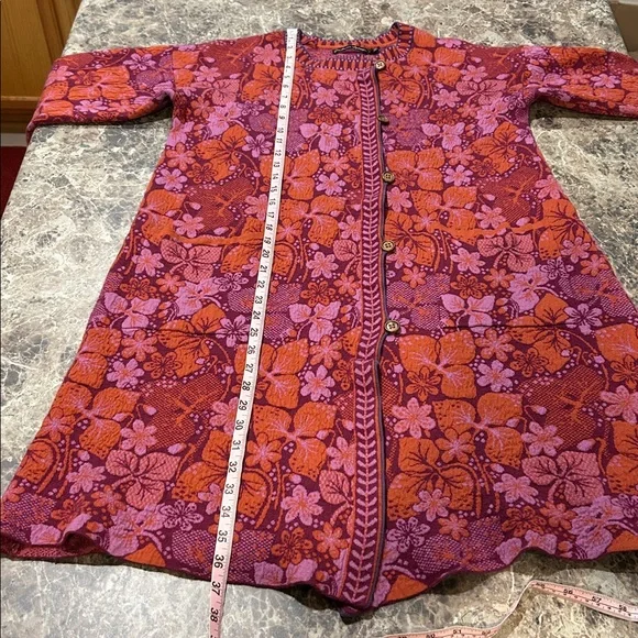 Gudrun Sjoden Ottilia Floral Knjt Coat Jacket Women’s Large - Picture 11 of 13